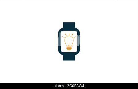 Icona Logo Smart Watch lampadina immagine vettoriale del design Illustrazione Vettoriale