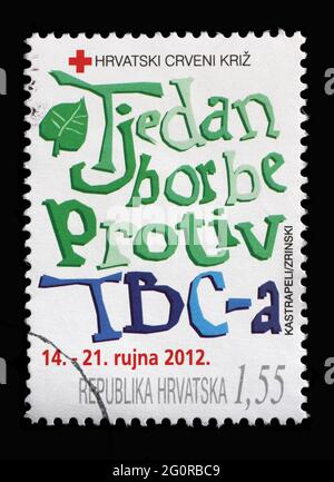Un francobollo stampato in Croazia dedicato alla settimana anti tubercolosi, intorno al 2012 Foto Stock