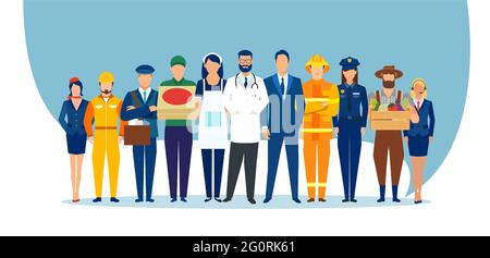 Vettore di un gruppo diverso di persone di diverse professioni Illustrazione Vettoriale