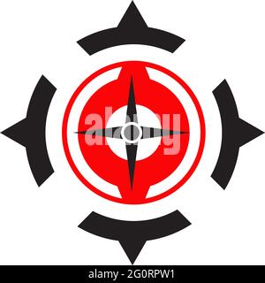 Modello vettoriale per la progettazione del logo dell'icona della bussola Illustrazione Vettoriale