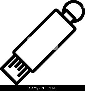 Icona USB Flash. Design del contorno in grassetto modificabile. Illustrazione vettoriale. Illustrazione Vettoriale