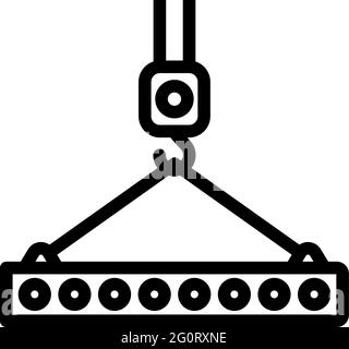 Icona della lastra appeso al gancio della gru. Design del contorno in grassetto modificabile. Illustrazione vettoriale. Illustrazione Vettoriale
