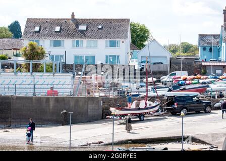 Slipway, Saundersfoot Harbour, Pembrokeshire, Galles Foto Stock