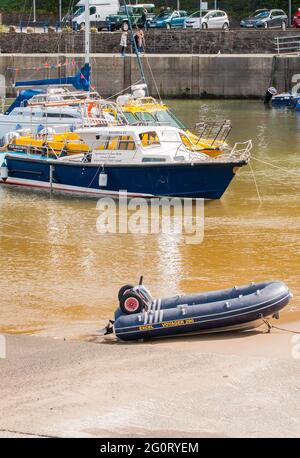 Saundersfoot Harbour, Pembrokeshire, Galles Foto Stock