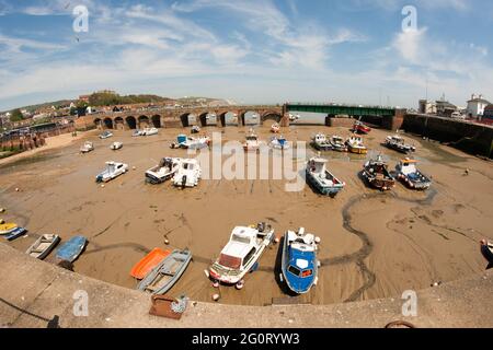 Porto di Folkestone Porto grandangolare fisheye Foto Stock