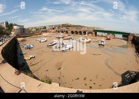 Porto di Folkestone Porto grandangolare fisheye Foto Stock