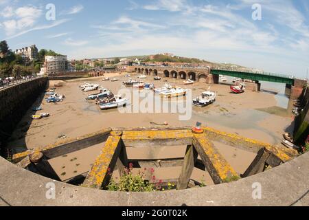 Porto di Folkestone Porto grandangolare fisheye Foto Stock