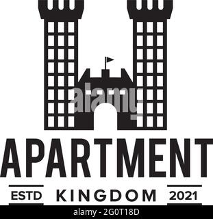 Appartamento kingdom costruzione logo modello vettoriale Illustrazione Vettoriale