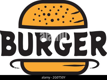 Logo Burger con modello vettoriale di progettazione del testo Illustrazione Vettoriale