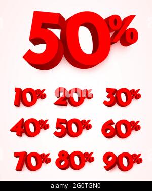 Percentuale di raccolta dei segni. Sconto set creativo. simbolo di vendita mega 3d. Vendita banner ed elementi poster.. Illustrazione vettoriale. Illustrazione Vettoriale