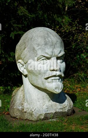 Lituania (paesi baltici), regione dell'Alytus, città di Druskininkai, Parco del Gruso, mondo Stalin, Statua di Lenin Foto Stock