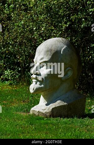 Lituania (paesi baltici), regione dell'Alytus, città di Druskininkai, Parco del Gruso, mondo Stalin, Statua di Lenin Foto Stock