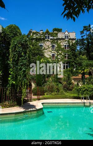 FRANCIA. PIRENEI ORIENTALI (66) CONFLENT REGIONE. MOLITG LES BAINS. CASTELLO DI RIELL Foto Stock