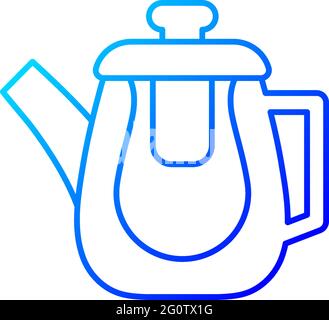 Icona vettoriale lineare a doppio gradiente in teapot in vetro Illustrazione Vettoriale