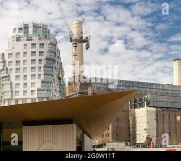 Tetto della nuova stazione della metropolitana di battersea sulla strada del parco di Battersea nove elms Foto Stock