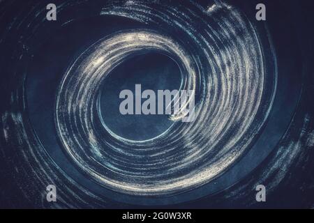 Rappresentazione artistica di una spirale che guarda all'abisso. Figura artificiale come decorazione e metafora per la meditazione interiore. Il vortice. Foto Stock