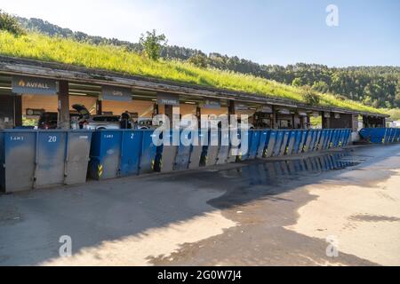Stazione di riciclaggio in Norvegia Foto Stock