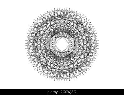 Rotondo Mandala bello stile geometrico del lacy dell'ornamento, ricamo dell'arte della linea nera, vettore isolato su sfondo bianco. Elemento di disegno ripetuto. Zenta Illustrazione Vettoriale