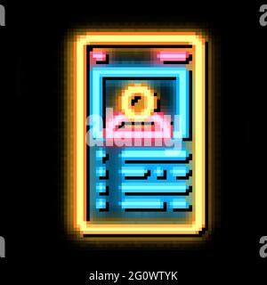 Illustrazione dell'icona del bagliore al neon della scheda del giocatore Illustrazione Vettoriale