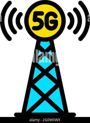 icona vettore colore 5g. Simbolo o logo della connessione Internet di rete. Illustrazione vettoriale di stock in stile semplice Illustrazione Vettoriale