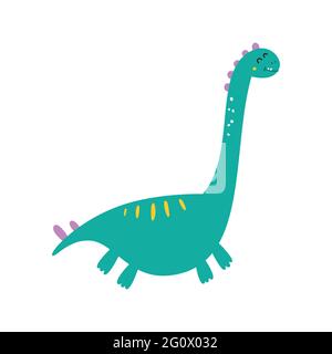 Simpatico dinosauro disegnato come vettore per la moda dei bambini. Illustrazione Vettoriale