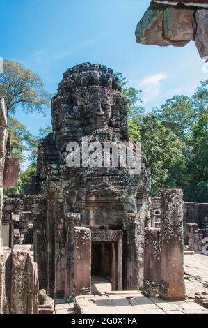 Cambogia. Parte del complesso del tempio di Angkor Wat. Vista dettagliata di un tempio piuttosto remoto. Foto Stock
