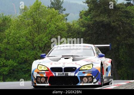 Nurburg, Germania. 03 2021 giugno: 24h gara 2021, Nurburgring, 03.06. 06.06.2021 101: BMW M6 GT3 Walkenhorst Motorsport Krognes, Christian (NOR) Pittard, David (DEU) Tuck, ben (GBR) Muller, Jorg (che) Credit: dpa Picture Alliance/Alamy Live News Foto Stock