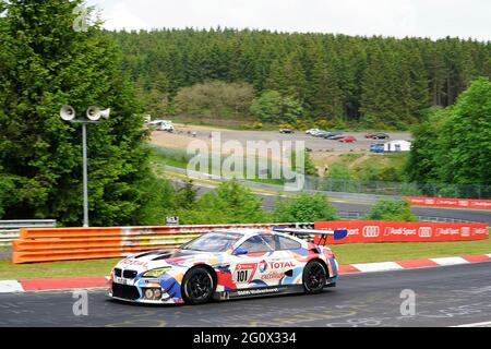 Nurburg, Germania. 03 2021 giugno: 24h gara 2021, Nurburgring, 03.06. 06.06.2021 101: BMW M6 GT3 Walkenhorst Motorsport Krognes, Christian (NOR) Pittard, David (DEU) Tuck, ben (GBR) Muller, Jorg (che) Credit: dpa Picture Alliance/Alamy Live News Foto Stock