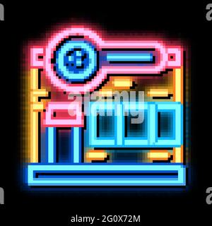 Illustrazione dell'icona del bagliore al neon di Bowling Building Illustrazione Vettoriale