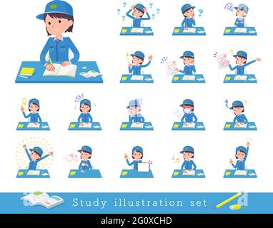 Un set di Delivery woman in studio.IT vettoriale arte così facile da modificare. Illustrazione Vettoriale