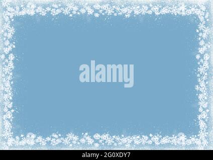 Cornice acquerello invernale blu per il tuo design, sfondo disegnato a mano Foto Stock