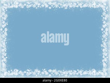 Cornice acquerello invernale blu per il tuo design, sfondo disegnato a mano Foto Stock