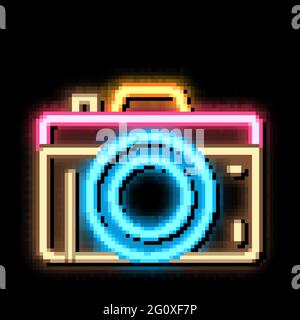 Immagine dell'icona della luce al neon della fotocamera Illustrazione Vettoriale