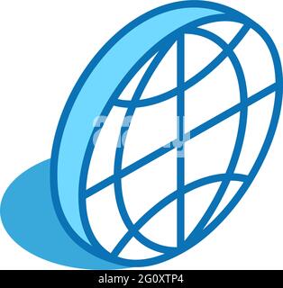 Icona isometrica mondiale. Simbolo di stile linea globale, mappa, globo 3D. Illustrazione Vettoriale