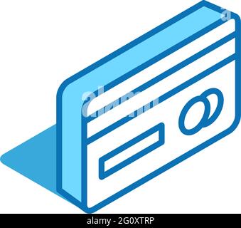 Icona isometrica della carta di credito. Sconto e buono regalo simbolo stile linea 3D. Illustrazione Vettoriale