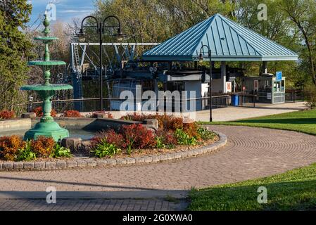 Stazione della funivia della cima delle cascate di Montmorency nel parco nazionale delle cascate di Montmorency del Sepaq in Quebec City. Foto Stock