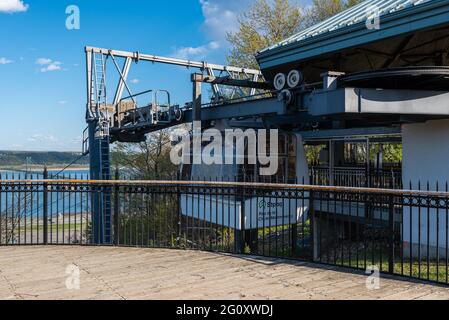 Stazione della funivia della cima delle cascate di Montmorency nel parco nazionale delle cascate di Montmorency del Sepaq in Quebec City. Foto Stock