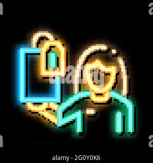 Illustrazione dell'icona di una donna con bagliore al neon per regali ed etichette Illustrazione Vettoriale