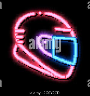 Immagine dell'icona della luce al neon dell'elmetto protettivo Illustrazione Vettoriale