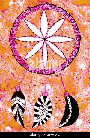 Dreamcatcher acquerello pittura artigianale Foto Stock