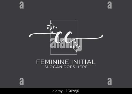 CC beauty monogramma ed elegante logo design scritta a mano logo di firma iniziale, matrimonio, moda, floreale e botanico con modello creativo. Illustrazione Vettoriale