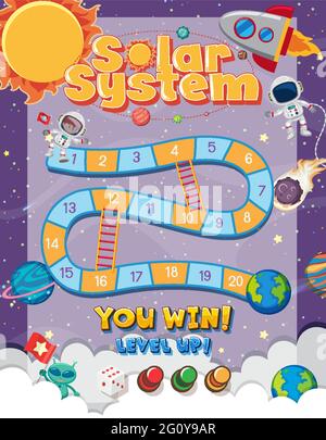 Gioco da tavolo per bambini nello spazio esterno modello illustrazione Illustrazione Vettoriale