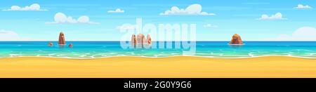 Cartoon spiaggia estiva. Illustrazione Vettoriale