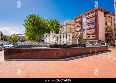 Fontana del vino in Marsala, Trapani, Sicilia, Italia, Europa Foto Stock