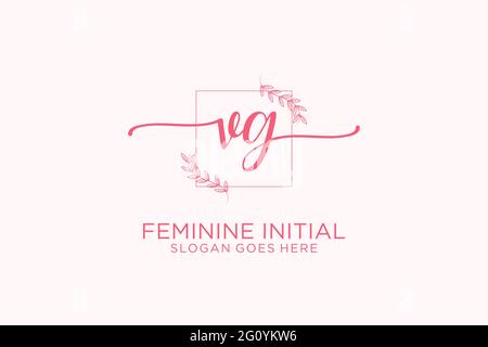 VG beauty monogramma ed elegante logo design scritta a mano logo di firma iniziale, matrimonio, moda, floreale e botanico con template creativo. Illustrazione Vettoriale