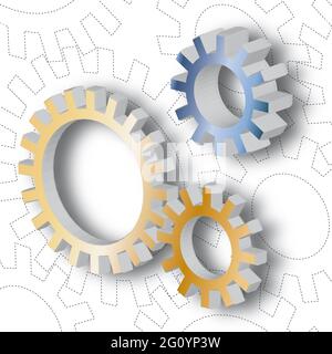 illustrazione 3d del meccanismo con ruote dentate Foto Stock