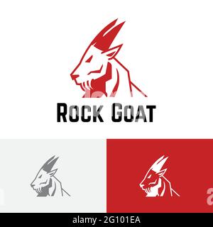 Logo strong Rock Mountain Goat Animal Nature Illustrazione Vettoriale