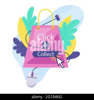 Illustrazione dettagliata del vettore del segno Click and Collect. Illustrazione Vettoriale
