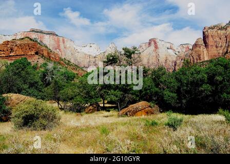 Picchi ai Kolob Canyons, Zion National Park, Utah, USA Foto Stock