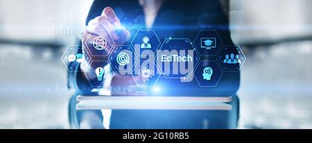 Edtech Education Technology e-learning online learning Internet Technology Concept. Foto Stock